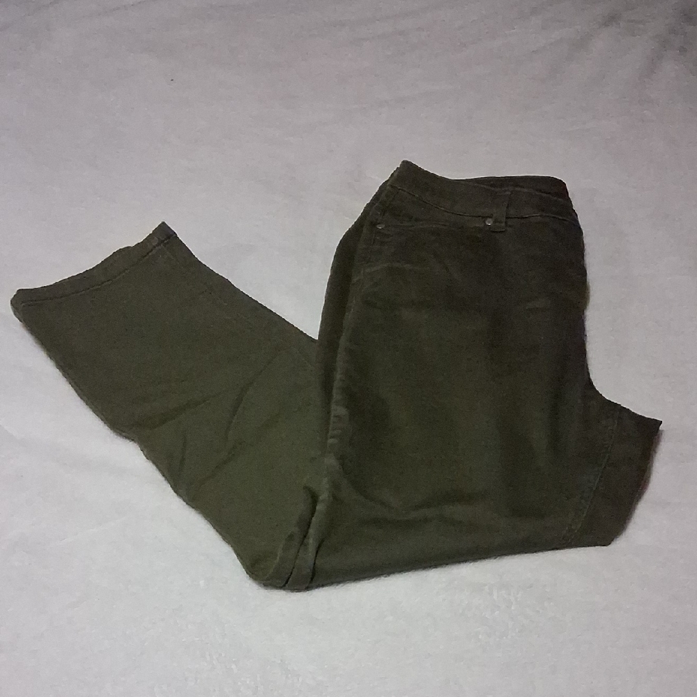 Catherines Olive Sateen Stretch Pants